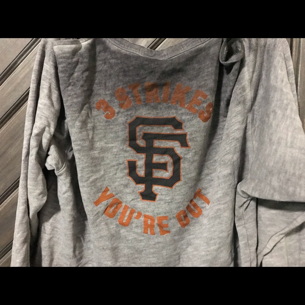 PINK. giants peek a boo shoulder sweatshirt
